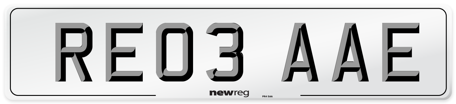 RE03 AAE Number Plate from New Reg